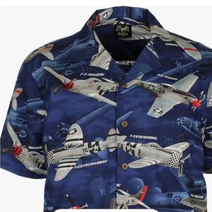 Benny's USA Fighter Planes Men's Hawaiian Shirt 2XL 100% cotton